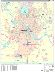 Cedar Rapids Wall Map Color Cast Style 2026